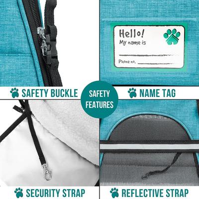 Show full view: PetAmi Premium Airline Approved Soft-Sided Dog & Cat Travel Carrier, Heather Blue, Large slide 6 of 10