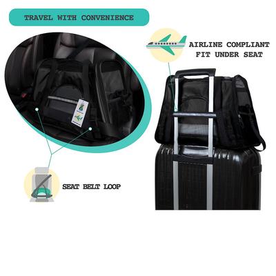 Show full view: PetAmi Premium Airline Approved Soft-Sided Dog & Cat Travel Carrier, Black, Small slide 7 of 9