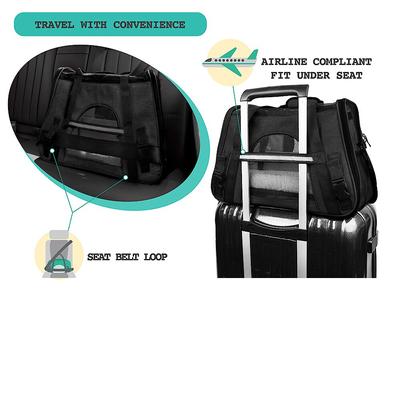 Show full view: PetAmi Premium Airline Approved Soft-Sided Dog & Cat Travel Carrier, Charcoal, Large slide 7 of 9