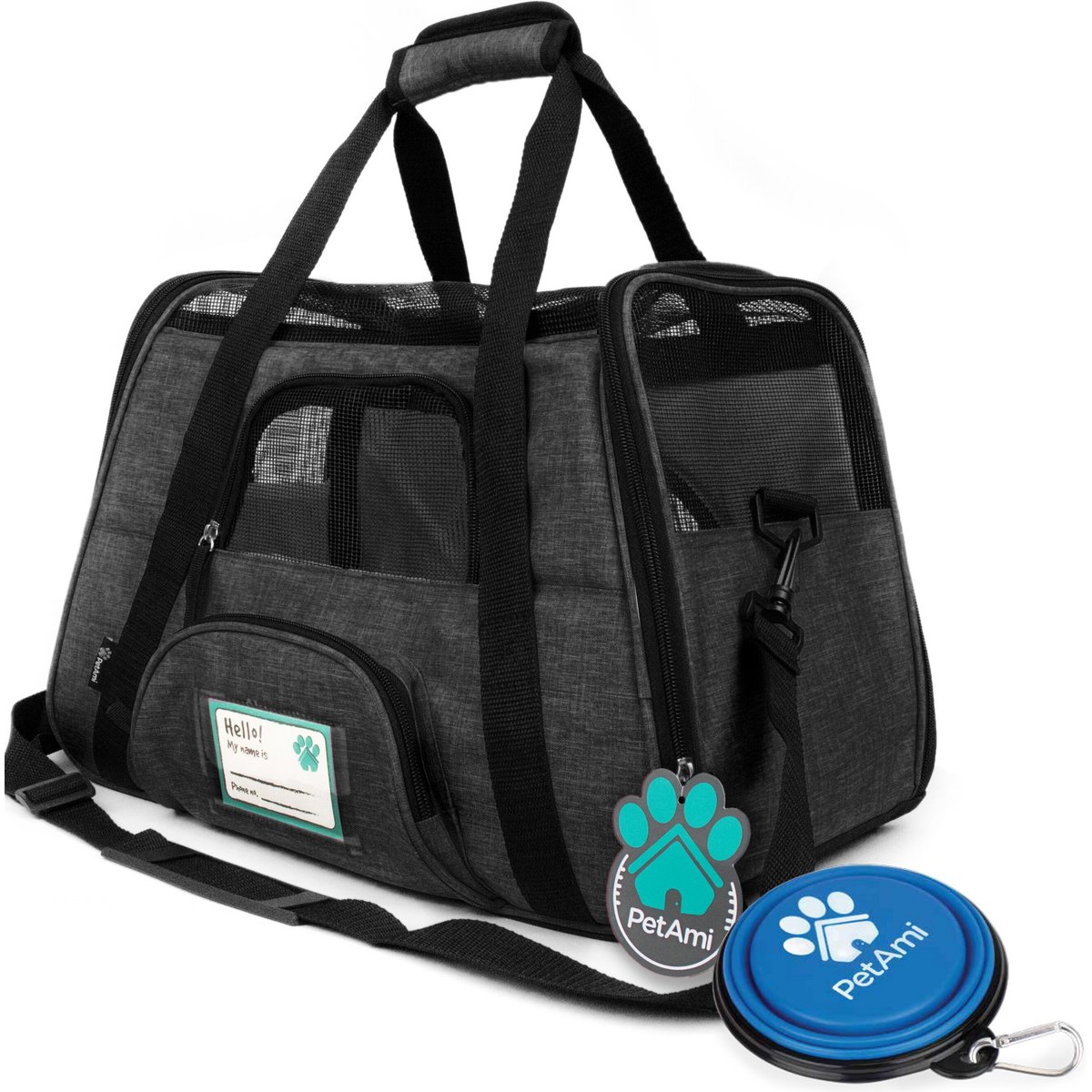 PetAmi Premium Airline Approved Soft-Sided Dog & Cat Travel Carrier, Charcoal, Small