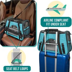 PetAmi Premium Airline Approved Soft-Sided Dog & Cat Travel Carrier, Heather Blue, Large slide 2 of 7