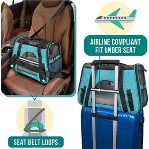 PetAmi Premium Airline Approved Soft-Sided Dog & Cat Travel Carrier, Heather Blue, Large