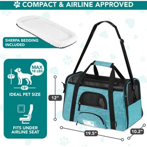 PetAmi Premium Airline Approved Soft-Sided Dog & Cat Travel Carrier, Heather Blue, Large