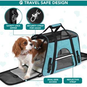 PetAmi Premium Airline Approved Soft-Sided Dog & Cat Travel Carrier, Heather Blue, Large