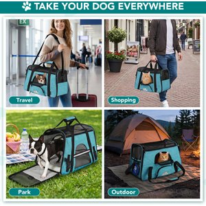 PetAmi Premium Airline Approved Soft-Sided Dog & Cat Travel Carrier, Heather Blue, Large