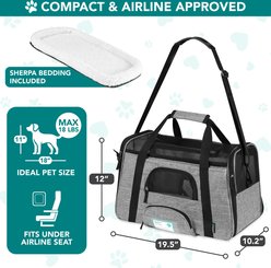 PetAmi Premium Airline Approved Soft-Sided Dog & Cat Travel Carrier, Heather Gray, Large slide 2 of 7