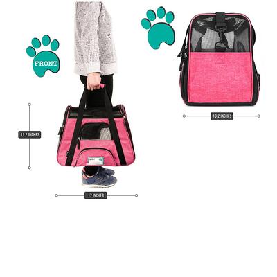 Show full view: PetAmi Premium Airline Approved Soft-Sided Dog & Cat Travel Carrier, Heather Pink, Small slide 3 of 10