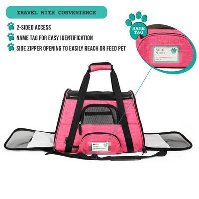 Show full view: PetAmi Premium Airline Approved Soft-Sided Dog & Cat Travel Carrier, Heather Pink, Small slide 6 of 10