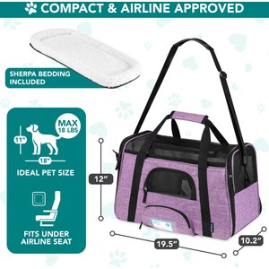 PetAmi Premium Airline Approved Soft-Sided Dog & Cat Travel Carrier, Heather Purple, Large
