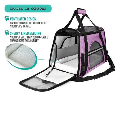 Show full view: PetAmi Premium Airline Approved Soft-Sided Dog & Cat Travel Carrier, Heather Purple, Large slide 5 of 10