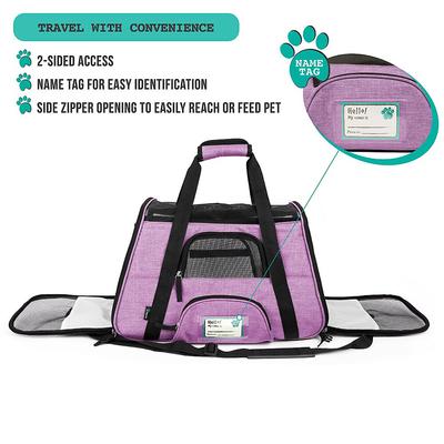 Show full view: PetAmi Premium Airline Approved Soft-Sided Dog & Cat Travel Carrier, Heather Purple, Large slide 6 of 10