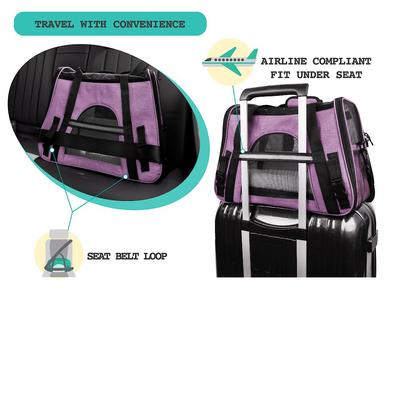 Show full view: PetAmi Premium Airline Approved Soft-Sided Dog & Cat Travel Carrier, Heather Purple, Large slide 8 of 10