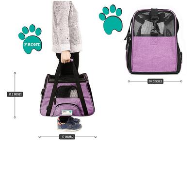 Show full view: PetAmi Premium Airline Approved Soft-Sided Dog & Cat Travel Carrier, Heather Purple, Small slide 2 of 9