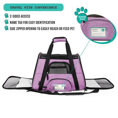 Show full view: PetAmi Premium Airline Approved Soft-Sided Dog & Cat Travel Carrier, Heather Purple, Small slide 5 of 9