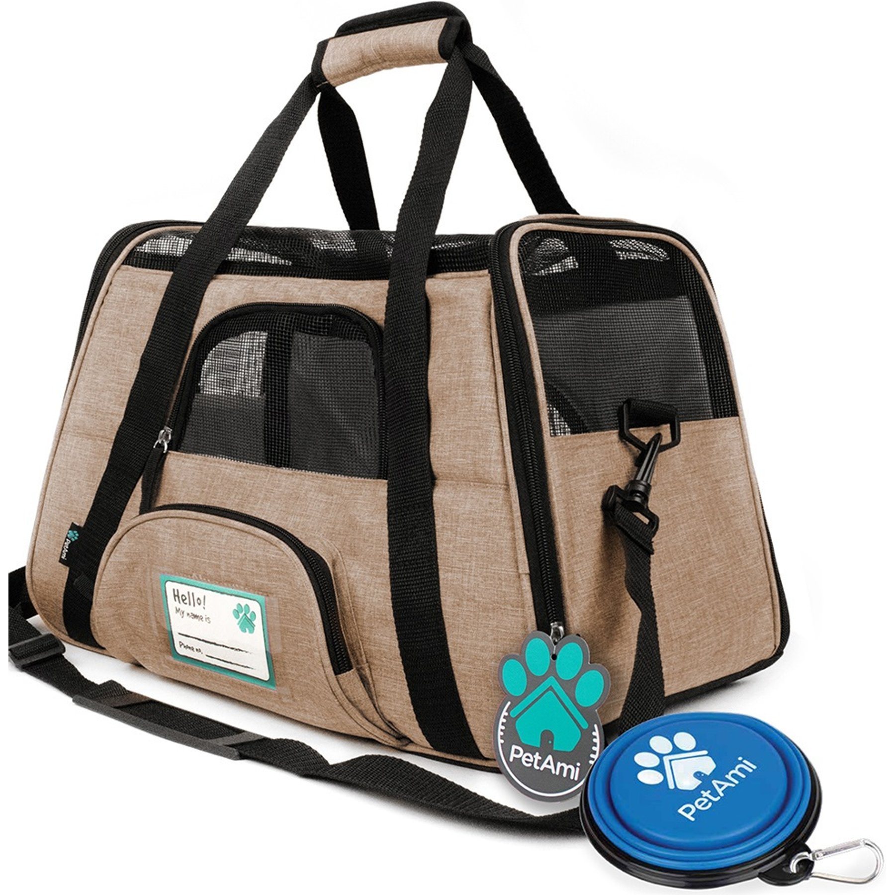 PetAmi Premium Airline Approved Soft-Sided Dog & Cat Travel Carrier, Heather Taupe, Large