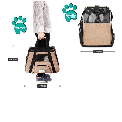 Show full view: PetAmi Premium Airline Approved Soft-Sided Dog & Cat Travel Carrier, Heather Taupe, Small slide 2 of 9