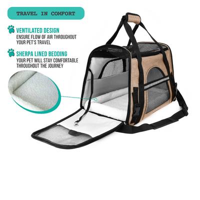 Show full view: PetAmi Premium Airline Approved Soft-Sided Dog & Cat Travel Carrier, Heather Taupe, Small slide 4 of 9