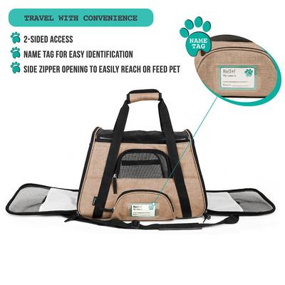 Show full view: PetAmi Premium Airline Approved Soft-Sided Dog & Cat Travel Carrier, Heather Taupe, Small slide 5 of 9