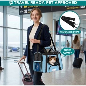PetAmi Premium Airline Approved Soft-Sided Dog & Cat Travel Carrier, Light Blue, Small