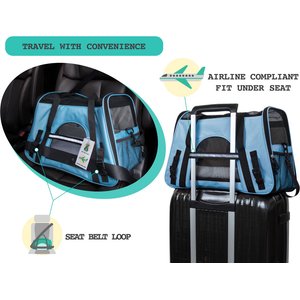 PetAmi Premium Airline Approved Soft-Sided Dog & Cat Travel Carrier, Light Blue, Small