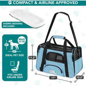 PetAmi Premium Airline Approved Soft-Sided Dog & Cat Travel Carrier, Light Blue, Small