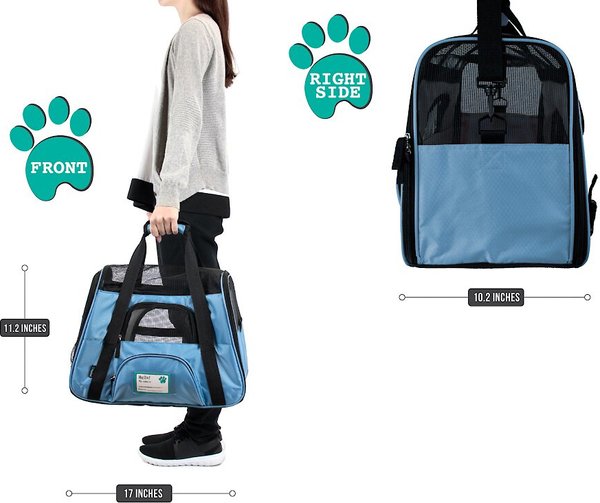 Show full view: PetAmi Premium Airline Approved Soft-Sided Dog & Cat Travel Carrier, Light Blue, Small slide 2 of 9