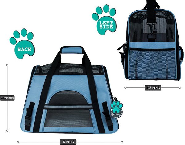 Show full view: PetAmi Premium Airline Approved Soft-Sided Dog & Cat Travel Carrier, Light Blue, Small slide 3 of 9