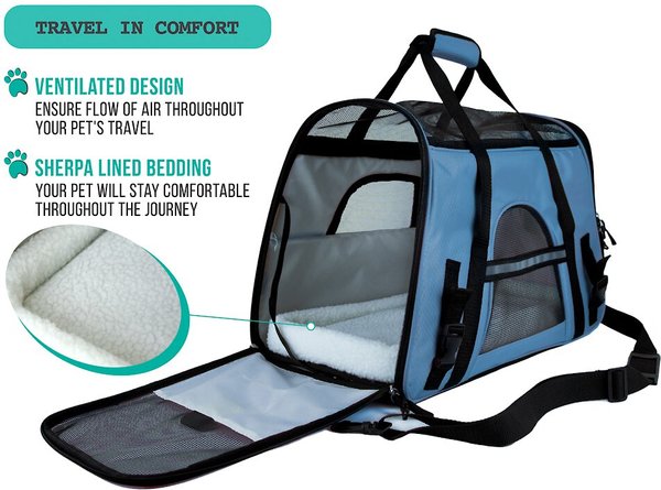 Show full view: PetAmi Premium Airline Approved Soft-Sided Dog & Cat Travel Carrier, Light Blue, Small slide 4 of 9