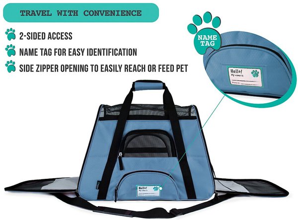Show full view: PetAmi Premium Airline Approved Soft-Sided Dog & Cat Travel Carrier, Light Blue, Small slide 5 of 9