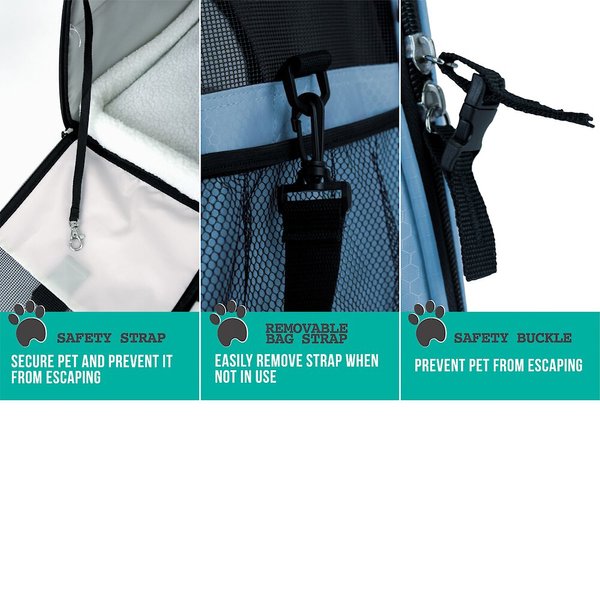 Show full view: PetAmi Premium Airline Approved Soft-Sided Dog & Cat Travel Carrier, Light Blue, Small slide 6 of 9