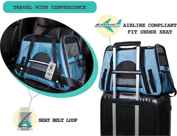 Show full view: PetAmi Premium Airline Approved Soft-Sided Dog & Cat Travel Carrier, Light Blue, Small slide 7 of 9