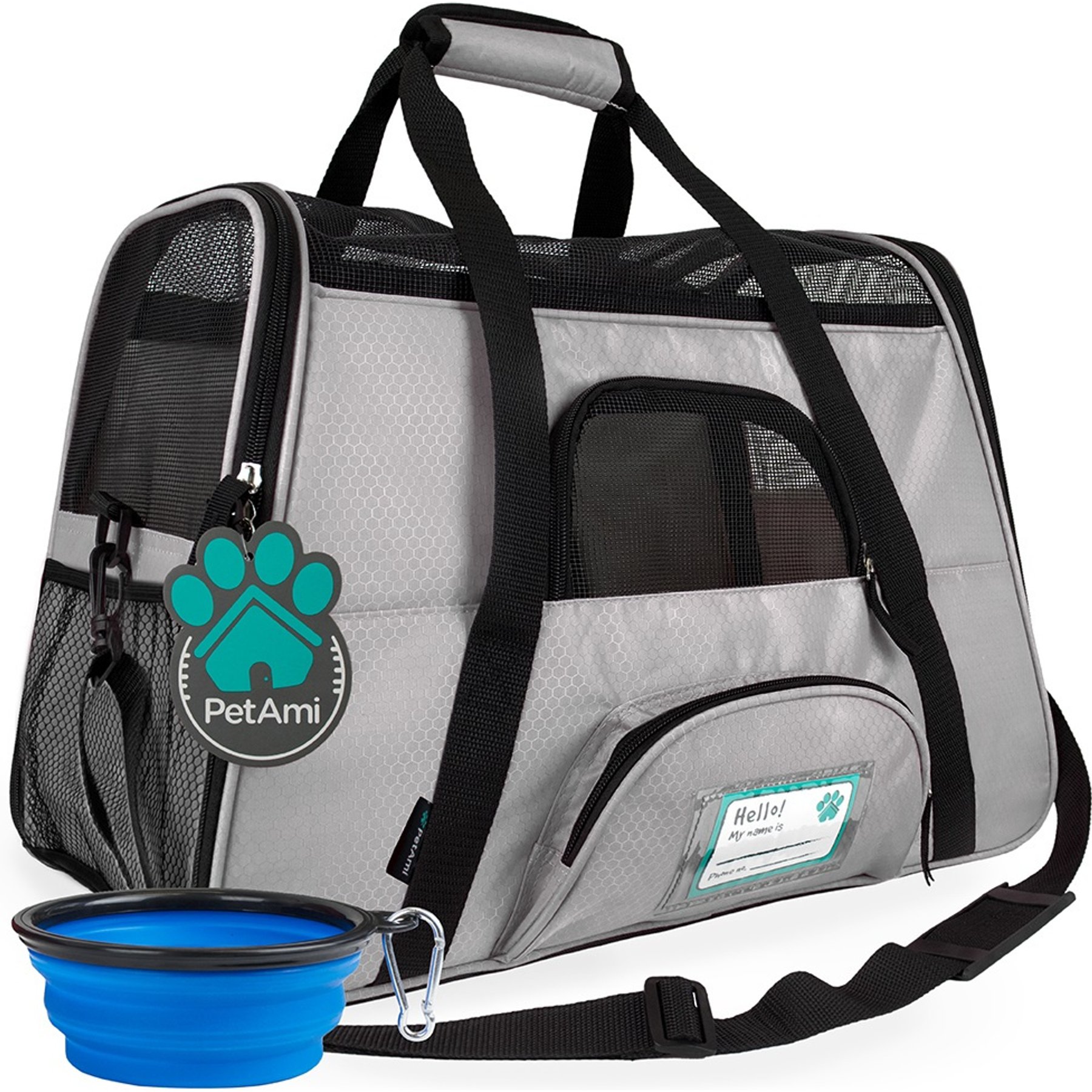 PetAmi Premium Airline Approved Soft-Sided Dog & Cat Travel Carrier, Light Gray, Large