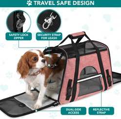 PetAmi Premium Airline Approved Soft-Sided Dog & Cat Travel Carrier, Light Red, Large slide 2 of 9