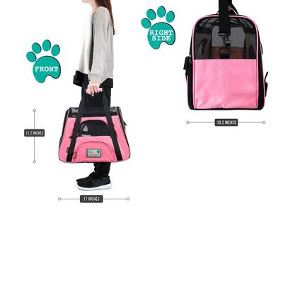 Show full view: PetAmi Premium Airline Approved Soft-Sided Dog & Cat Travel Carrier, Pink, Small slide 2 of 9