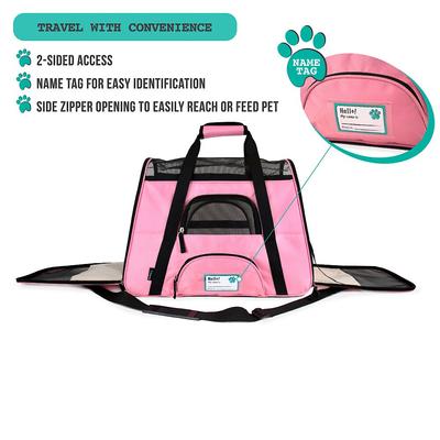 Show full view: PetAmi Premium Airline Approved Soft-Sided Dog & Cat Travel Carrier, Pink, Small slide 5 of 9