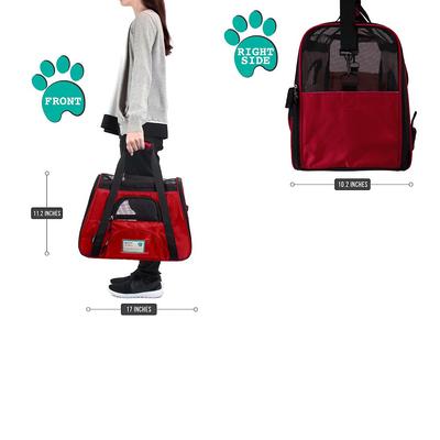 Show full view: PetAmi Premium Airline Approved Soft-Sided Dog & Cat Travel Carrier, Red, Small slide 2 of 9