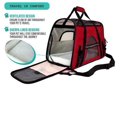Show full view: PetAmi Premium Airline Approved Soft-Sided Dog & Cat Travel Carrier, Red, Small slide 4 of 9