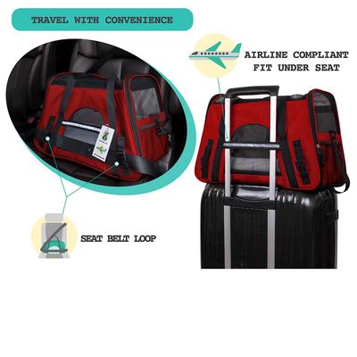 Show full view: PetAmi Premium Airline Approved Soft-Sided Dog & Cat Travel Carrier, Red, Small slide 7 of 9