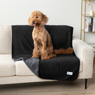 Show full view: PetAmi Reversible Fleece Waterproof Cat & Dog Blanket, Black/Gray, Large  slide 2 of 10