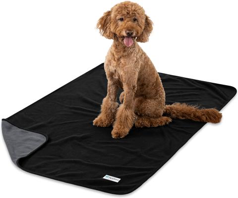 Show full view: PetAmi Reversible Fleece Waterproof Cat & Dog Blanket, Black/Gray, Large  slide 4 of 10