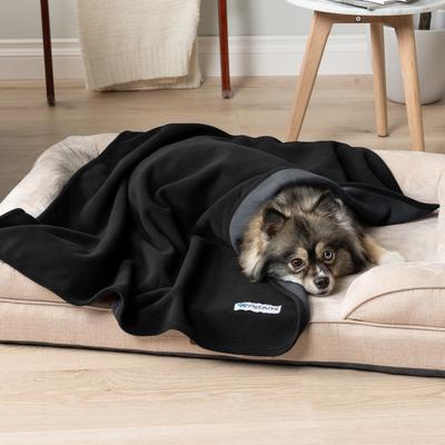 Show full view: PetAmi Reversible Fleece Waterproof Cat & Dog Blanket, Black/Gray, Large  slide 8 of 10