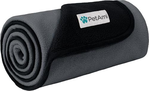 Show full view: PetAmi Reversible Fleece Waterproof Cat & Dog Blanket, Black/Gray, Medium  slide 3 of 10
