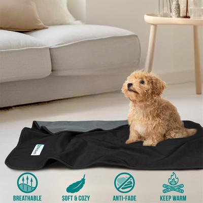 Show full view: PetAmi Reversible Fleece Waterproof Cat & Dog Blanket, Black/Gray, Medium  slide 6 of 10