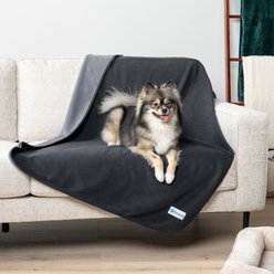 PetAmi Reversible Fleece Waterproof Cat & Dog Blanket, Gray/Light Gray, Large 