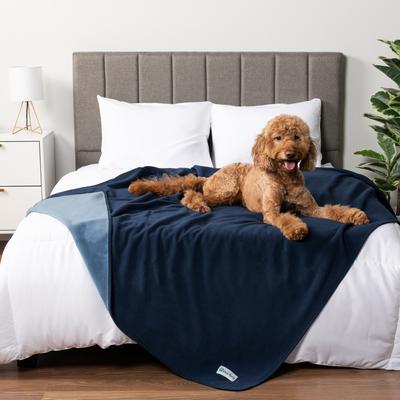 Show full view: PetAmi Reversible Fleece Waterproof Cat & Dog Blanket, Navy/Blue, Large  slide 6 of 10