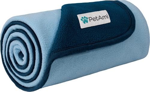 Show full view: PetAmi Reversible Fleece Waterproof Cat & Dog Blanket, Navy/Blue, Medium  slide 3 of 10