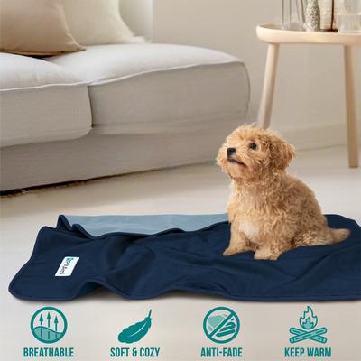 Show full view: PetAmi Reversible Fleece Waterproof Cat & Dog Blanket, Navy/Blue, Medium  slide 6 of 10