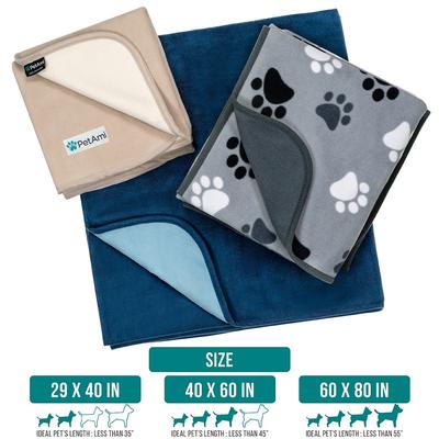 Show full view: PetAmi Reversible Fleece Waterproof Cat & Dog Blanket, Navy/Blue, Medium  slide 7 of 10