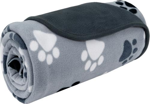 Show full view: PetAmi Reversible Fleece Waterproof Cat & Dog Blanket, Paw Print Gray, Medium  slide 3 of 10