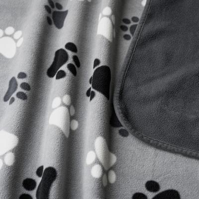 Show full view: PetAmi Reversible Fleece Waterproof Cat & Dog Blanket, Paw Print Gray, X-Large  slide 9 of 10